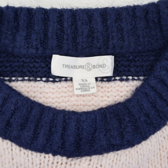 Treasure & Bond Color Block Stripe Oversized Womens Sweaters Pink Blue Yellow XS - Picture 10 of 12